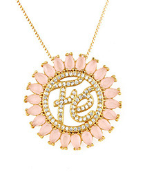 Fashion Pink Letter Shape Decorated Hollow Out Necklace