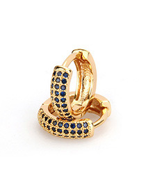 Fashion Sapphire Blue+gold Color Round Shape Decorated Earrings