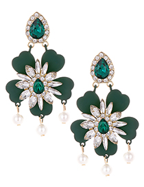 Fashion Green Flower Shape Decorated Earrings