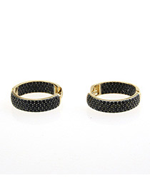 Fashion Black+gold Color Round Shape Decorated Earrings