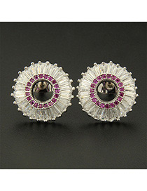 Fashion Silver Color+red Round Shape Decorated Earrings