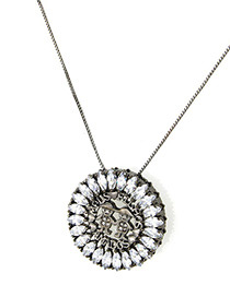 Fashion Black+white Round Shape Decorated Hollow Out Necklace