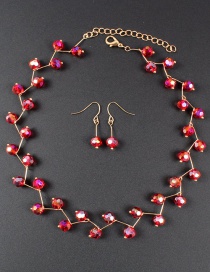 Fashion Red Bead Decorated Pure Color Jewelry Set