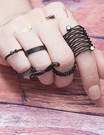 Fashion Black Pure Color Decorated Ring