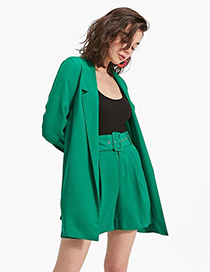 Fashion Green Long Sleeves Design Casual Coat