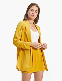 Fashion Yellow Long Sleeves Design Casual Coat