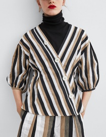 Fashion Black+white Stripe Pattern Decorated Blouse