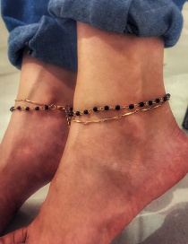 Simple Black+gold Color Bead Decorated Anklet