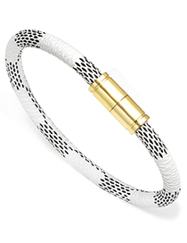 Elegant White Stripe Pattern Decorated Bracelet