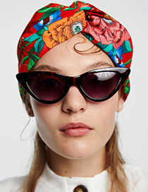 Fashion Multi-color Cross Shape Design Flower Pattern Hair Band