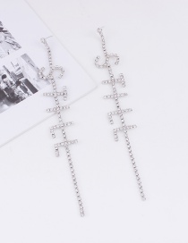 Fashion Silver Color Letter Shape Design Long Tassel Earrings
