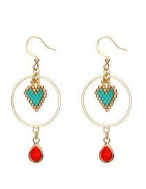 Vintage Multi-color Heart Shape Pendant Decorated Earrings