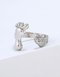 Lovely Silver Color Pure Color Design Foot Shape Ring