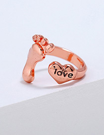 Lovely Rose Gold Letter Love Pattern Decorated Ring
