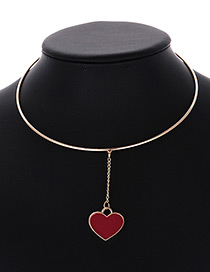 Fashion Red Heart Shape Decorated Simple Choker