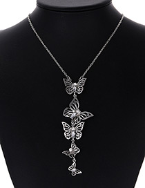 Fashion Silver Color Butterfly Decorated Pure Color Necklace
