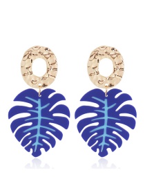 Fashion Blue Leaf Shape Decorated Earrings