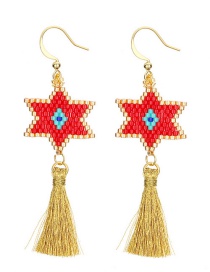 Fashion Red Star Shape Decorated Tassel Earrings