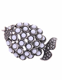 Fashion White Fish Shape Decorated Brooch