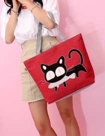 Fashion Red Cat Pattern Decorated Bag