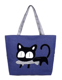 Fashion Blue Cat Pattern Decorated Bag