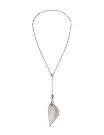 Fashion Silver Color Leaf Shape Design Necklace