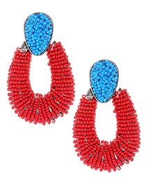 Fashion Red+blue Waterdrop Shape Decorated Earrings
