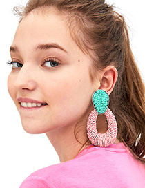 Fashion Pink+blue Waterdrop Shape Decorated Earrings