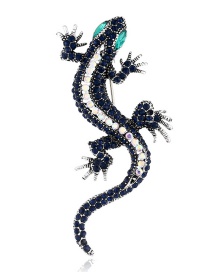 Fashion Navy Gecko Shape Design Brooch
