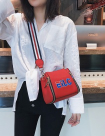 Fashion Red Letter Pattern Decorated Shoulder Bag