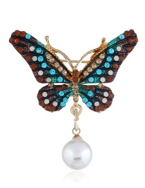 Fashion Blue Butterfly Shape Decorated Brooch