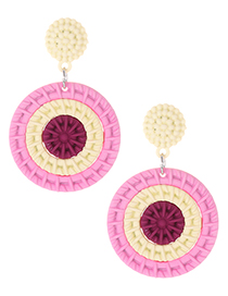 Fashion Pink Color Matching Decorated Earrings