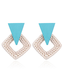 Fashion Blue Triangle Shape Decorated Earrings