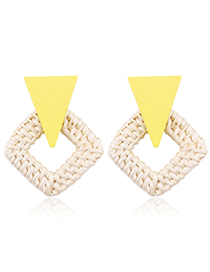 Fashion Yellow Triangle Shape Decorated Earrings