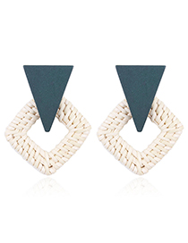Fashion Dark Green Triangle Shape Decorated Earrings