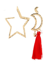 Fashion Gold Color+red Moon&star Shape Decorated Earrings
