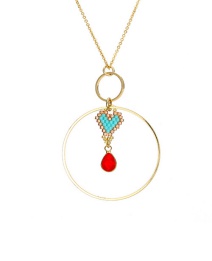 Fashion Gold Color+red Heart Shape Decorated Necklace