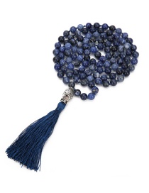 Fashion Navy Buddha Decorated Tassel Necklace