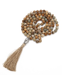 Fashion Khaki Buddha&beads Decorated Tassel Necklace