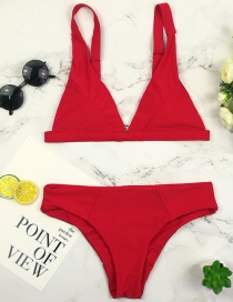 Sexy Red Pure Color Design Simple Bikini