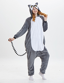 Lovely Gray+white Cartoon Monkey Shape Design Pajamas