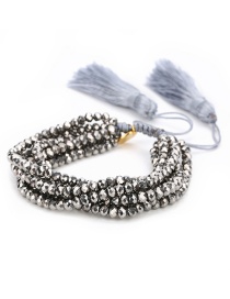 Fashion Silver Color+gray Tassel&beads Decorated Simple Bracelet