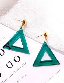 Sweet Green Pure Color Design Triangle Shape Earrings