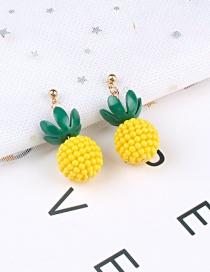 Sweet Yellow Beads Decorated Pineapple Shape Earrings