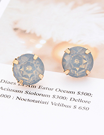 Fashion Light Blue Round Shape Decorated Earrings