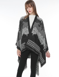 Fashion Gray+black Grid Pattern Decorated Scarf