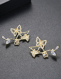 Fashion Gold Color Butterfly Shape Decorated Earrings
