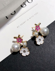 Fashion White+pink Flower Shape Decorated Earrings