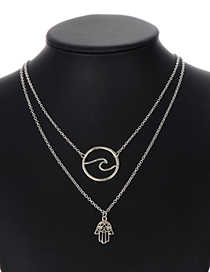 Fashion Silver Color Palm Shape Decorated Necklace