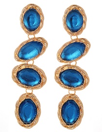 Fashion Blue Oval Shape Decorated Earrings